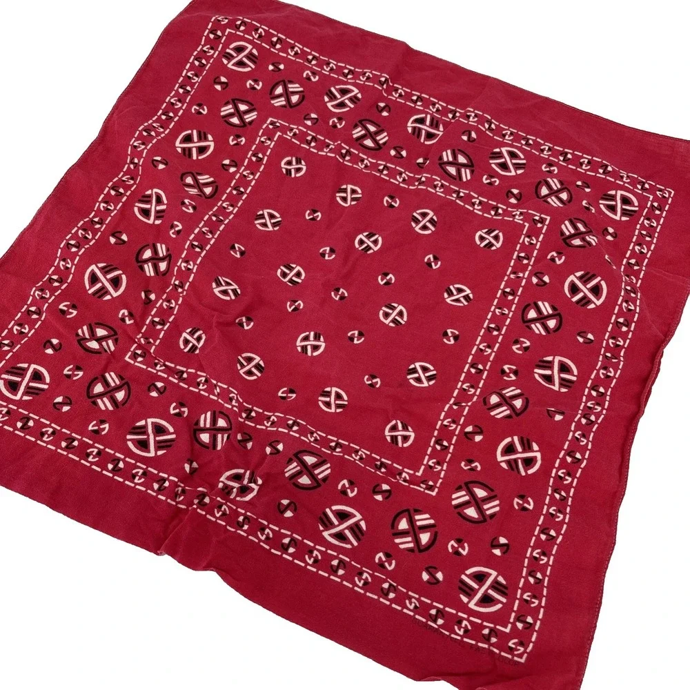 Vintage Red Bandana Guaranteed Fast Color‎ Geometric Pattern RN 14193